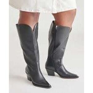Dolce Vita Raj Black Leather Extra Wide Calf Western Knee High Boots Size 8.5P